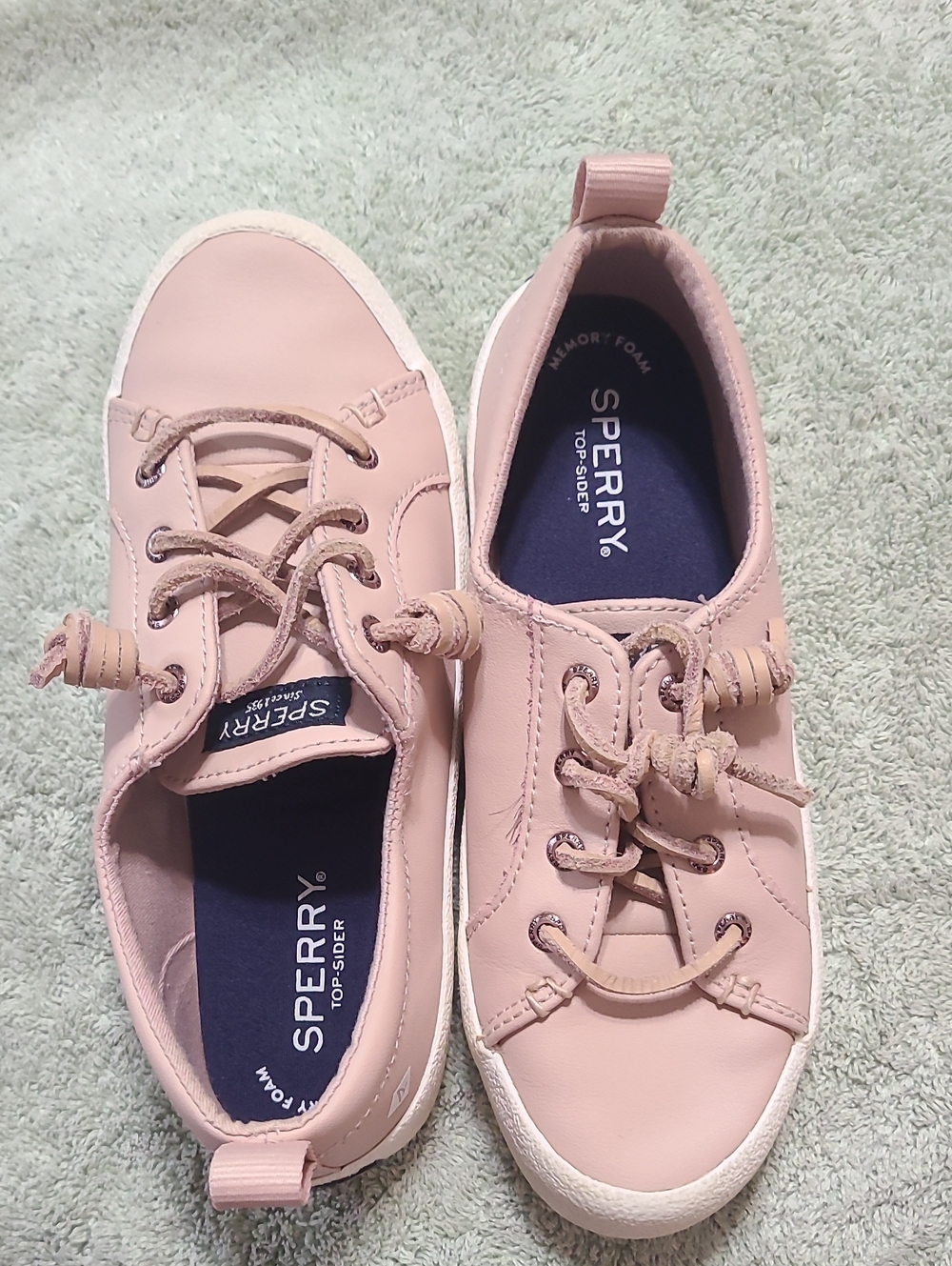 Sperry Women’s Blush Pink Leather Lace-Up Sneakers